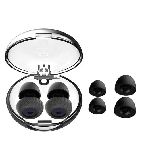 1 Pair Sleeping Earplugs Noise-Reduction with Ear Caps Black