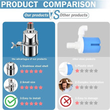 Stainless Steel Water Level Control Float Valve for Tank, 3/4 Inch Float Valve, Suitable for Water Tanks, Pond A