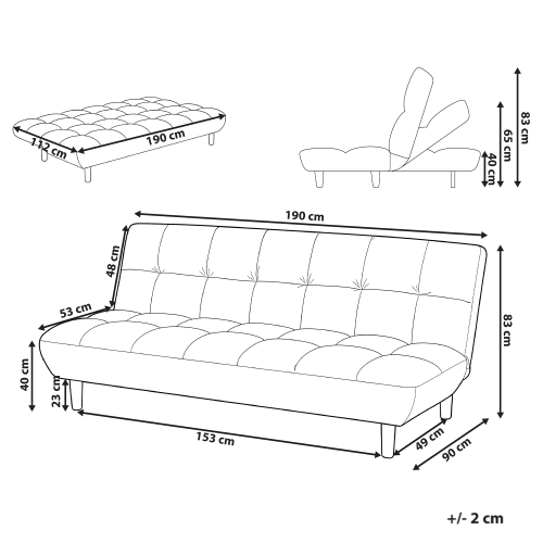 Beliani Sofa Bed 2 Seater RISOR Chenille Brown 2
