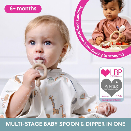 Bibado - Dippit Baby Spoon and Dipper, Mint & Blue (2-Pack) - Soft, 1