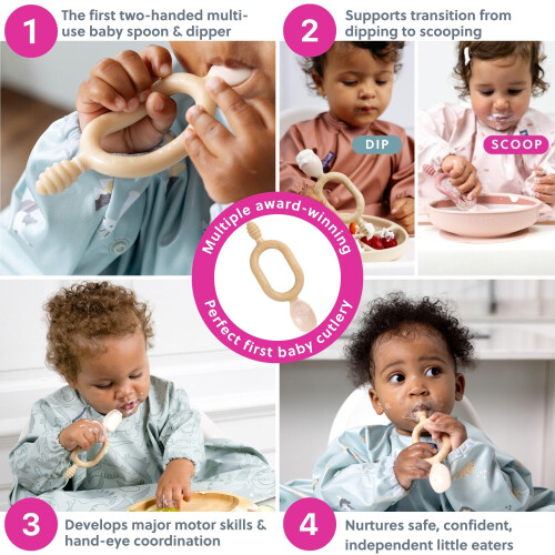 Bibado - Dippit Baby Spoon and Dipper, Mint & Blue (2-Pack) - Soft, 2
