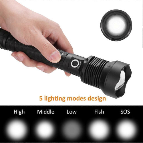 USB Charging LED Outdoor Flashlight, High Brightness Camping Emergency Flashlight 2
