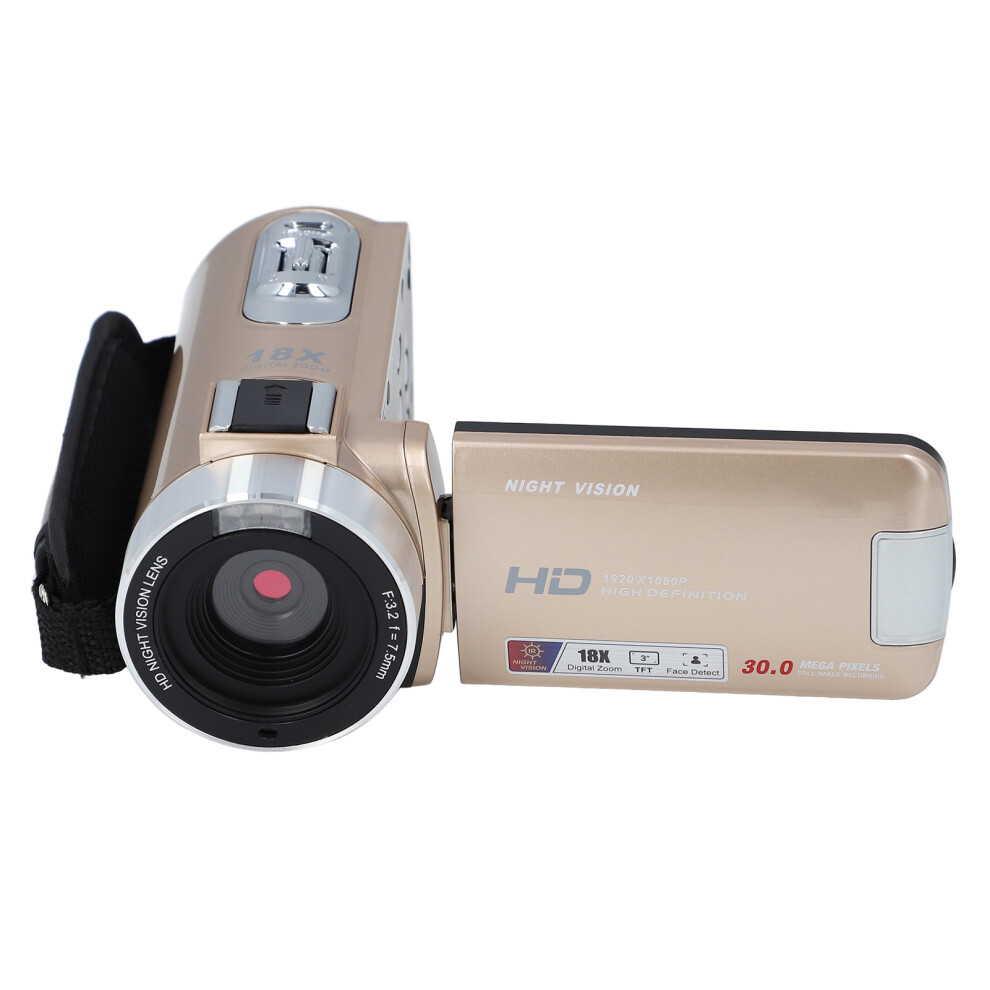 Full Hd 1080P 30Mp Camcorder With 3.0" Rotating Screen, 18X Zoom, Gold 7891385037513