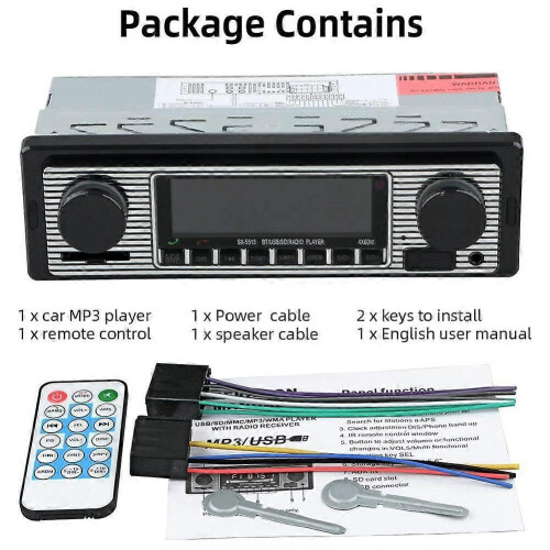 Ραδιόφωνο αυτοκινήτου Bluetooth Vintage Ασύρματο MP3 Πολυμέσα Player AUX USB FM 12V Κλασικό Στε 1