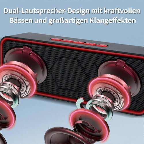 Φορητό στερεοφωνικό ηχείο Bluetooth με ασύρματο ραδιόφωνο και κορυφαία ποιότητα ή 1