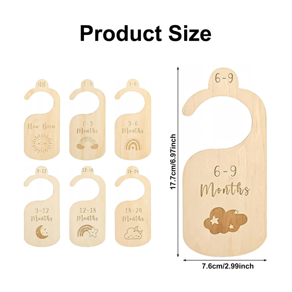 Admygo 7 Pcs Baby Wardrobe Dividers Cartoon Baby Clothes Storage Wood Safe Wa