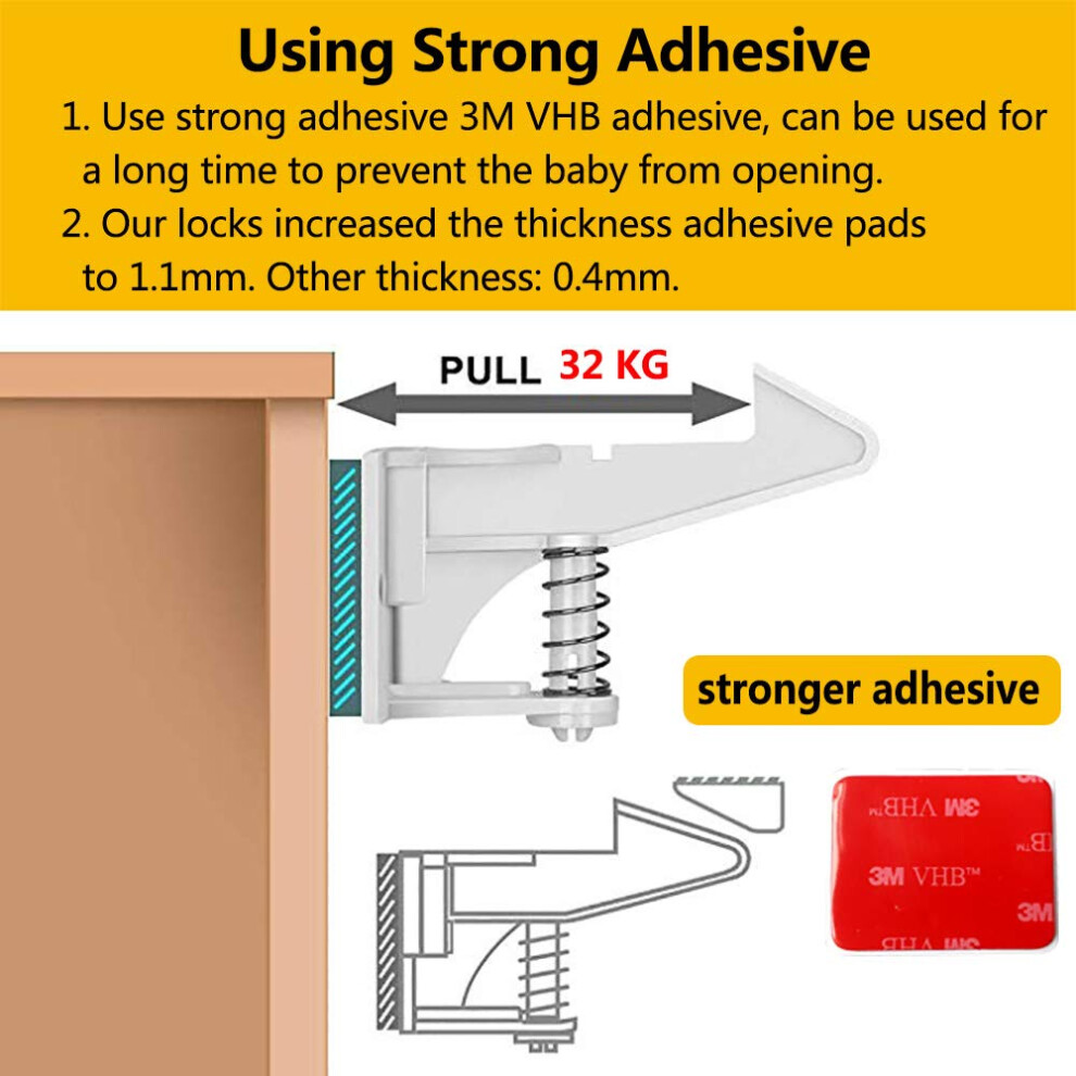 12 Pcs Child Safety Cupboard Locks Invisible Unlocked Design No Drill 5001238294952