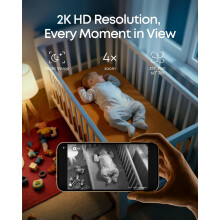 eufy Baby Monitor C10 with 2K HD Camera 45 480p Display 4 Zoom PanTil