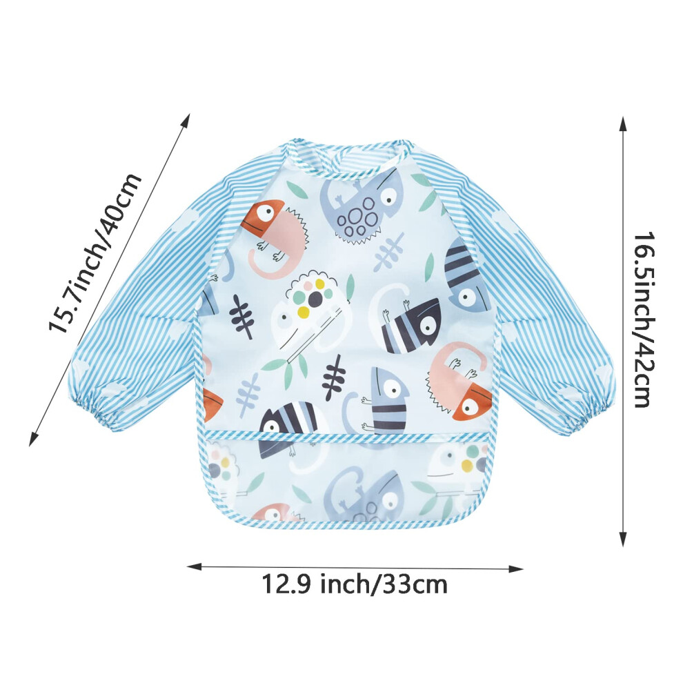 Pandaear 3 Pack Waterproof Baby Bibs With Long Sleeve Baby Feeding Bib