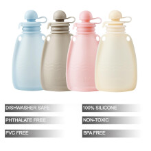 PandaEar 4 Pack Reusable Silicone Baby Food Pouches Squeeze Pouches fo