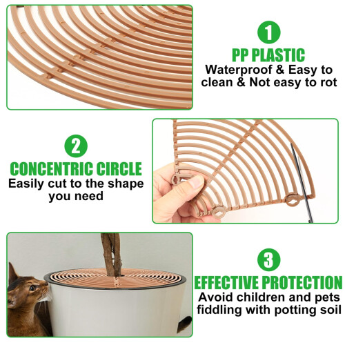 Plant Pot Grid Protector - 11.8" Cuttable Soil Guard Cover, 2 Pcs Digging Stoppe 2
