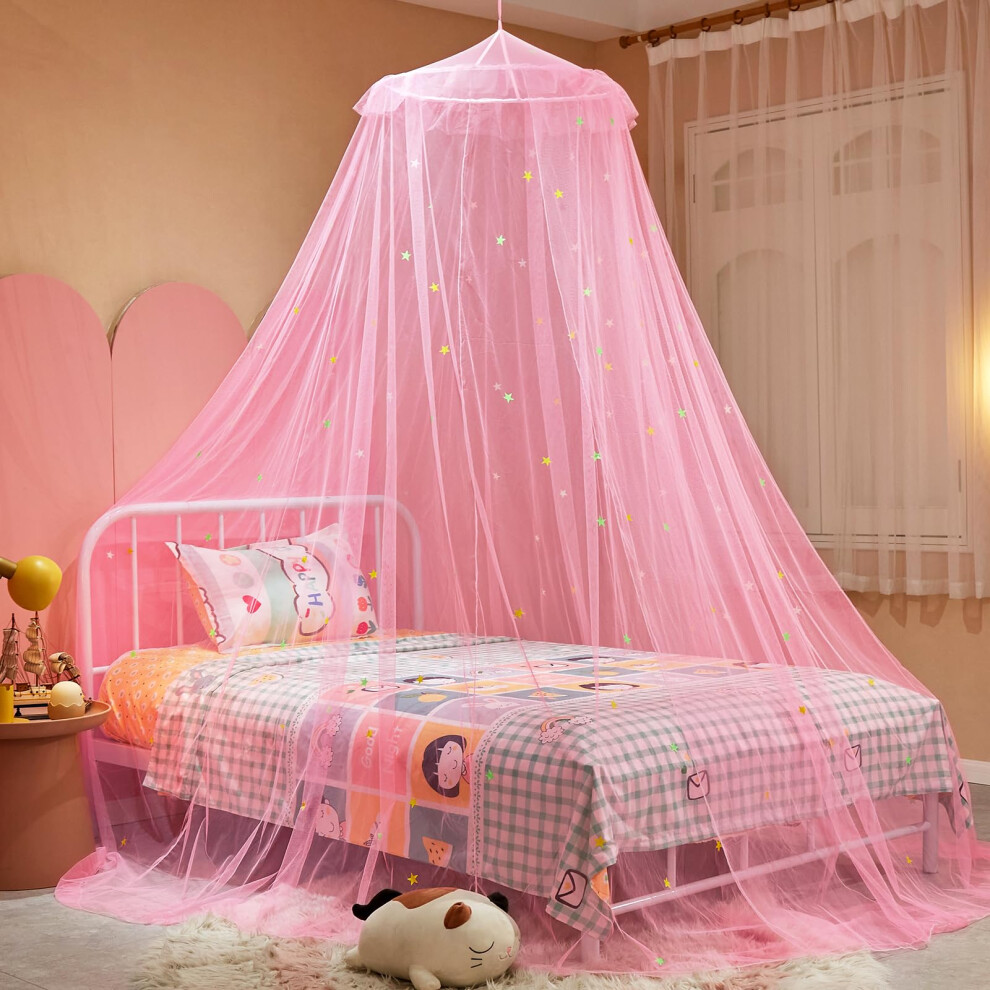 Ziqinpsq Bed Canopy For Girls With Glowing Starsprincess Bed Canopy Be