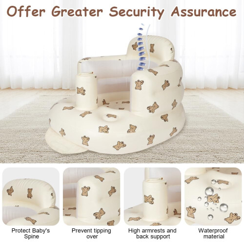 Alaoo Inflatable Baby Chair,Infant Back Support Sofa for Babies 3 2