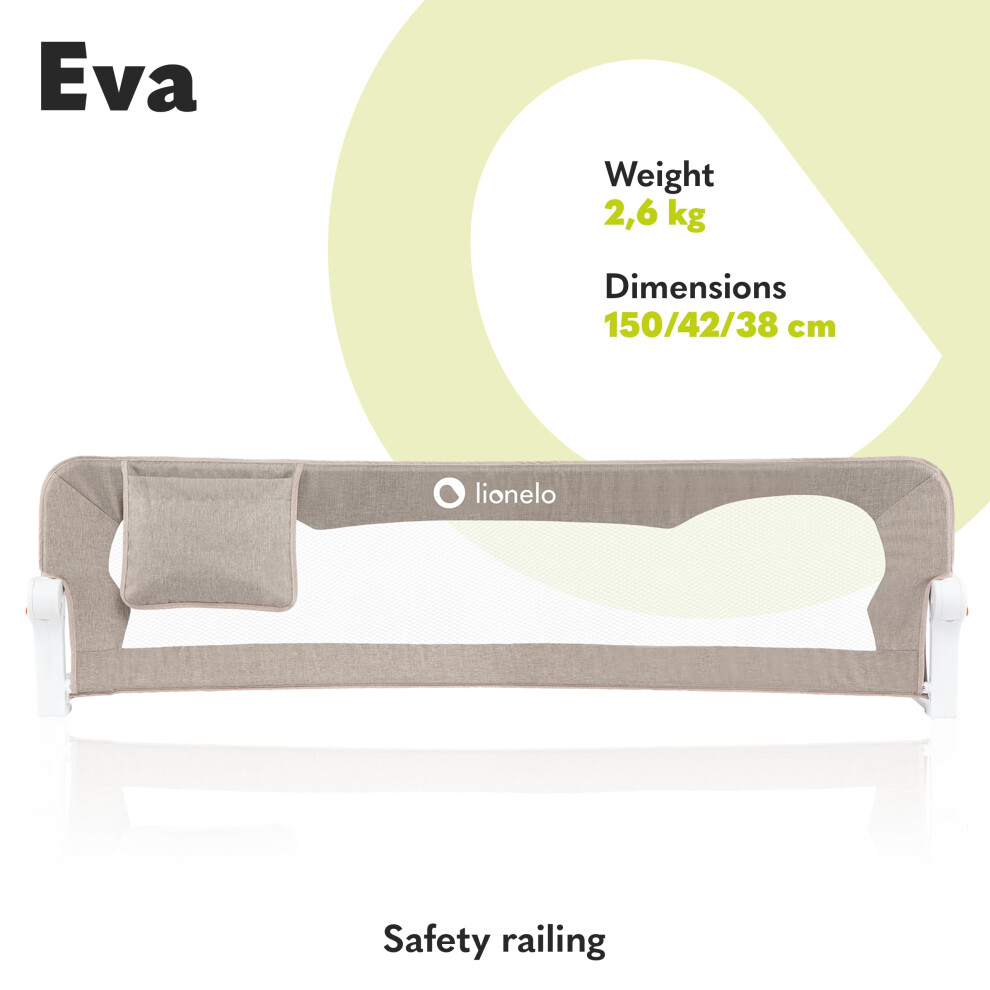 Lionelo Eva Universal Bed Guard 150 L X 42Cm H Child Safety Barrier Wi