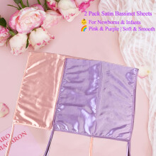 Okueejur 2 Pcs Satin Bassinet Sheet Baby Hair Protect Soft Silk Feelin