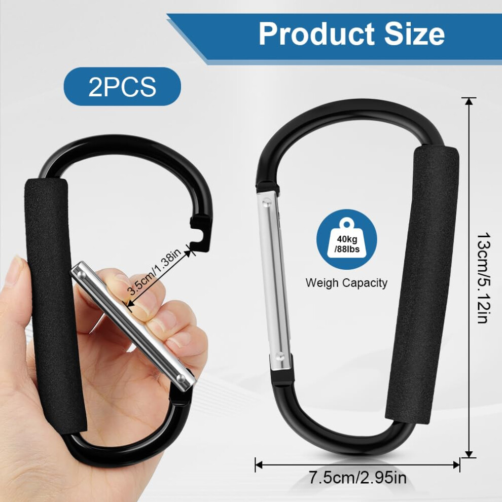 Uraqt Large Buggy Clips 2Pcs Heavy Duty Pram Hooks Aluminum Stroller C