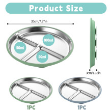 KATIMI 2PCS Baby Plates with Suction Stainless Steel Suction Plate Bab