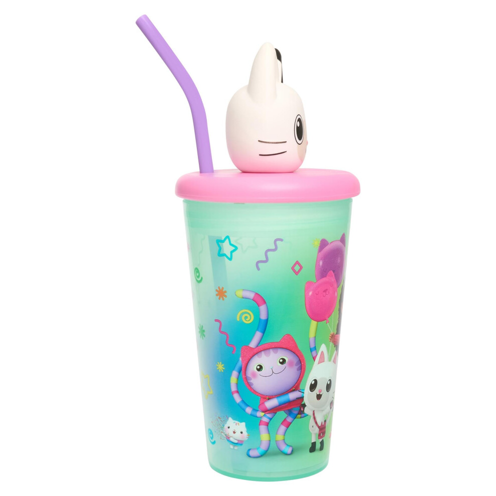 Dreamworks Gabby's Dollhouse Gabbys Dollhouse Rainbow 3D Tumbler For Kids 444Ml With Pandy Paws Hea