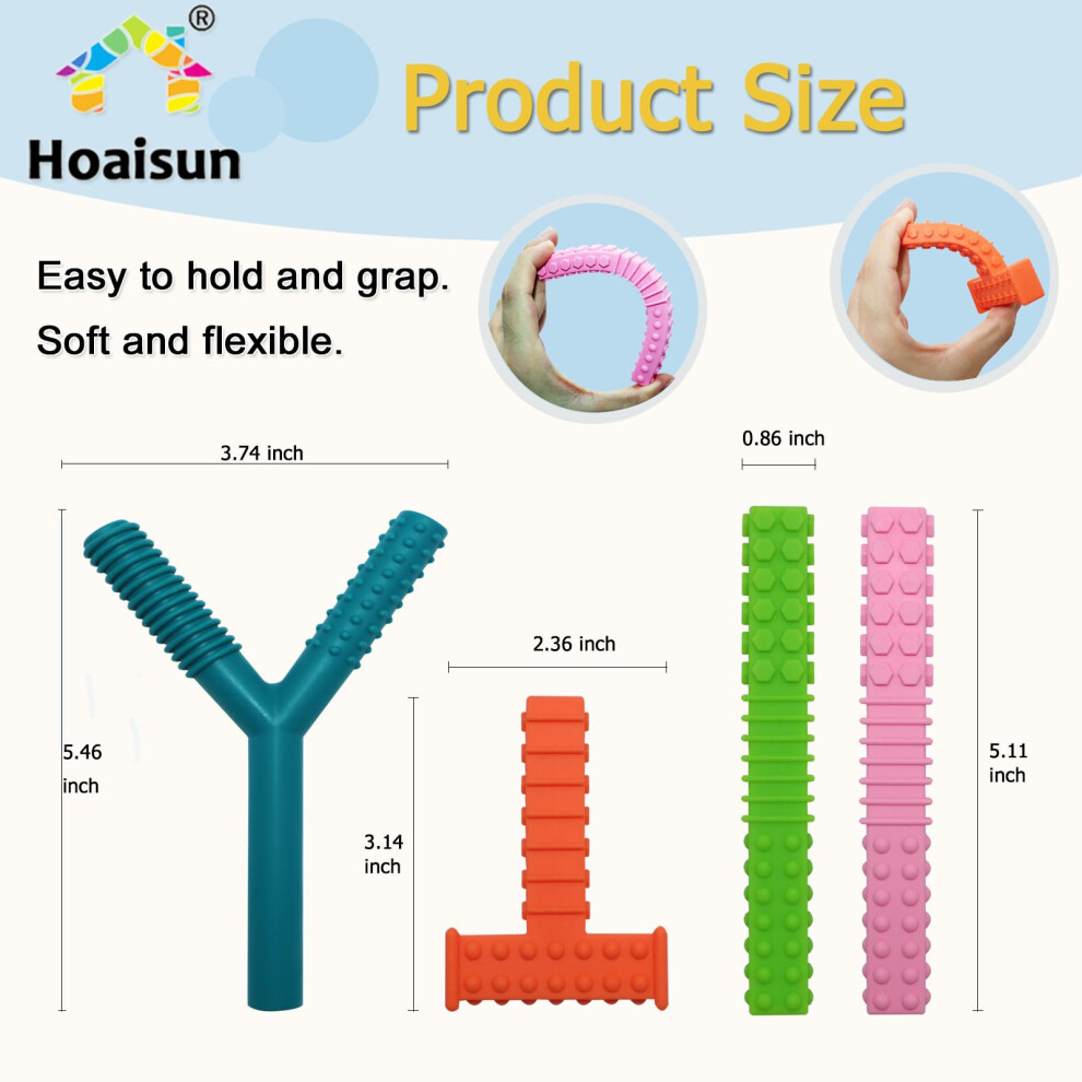 Hoaisun Sensory Chew Tubes For Autistic Kids 4 Pack Silicone Chewy Toys For Ch
