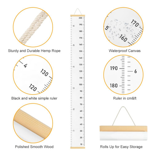 Aolso Baby Height Growth Chart, Wall Hanging Growth Chart Removable 2