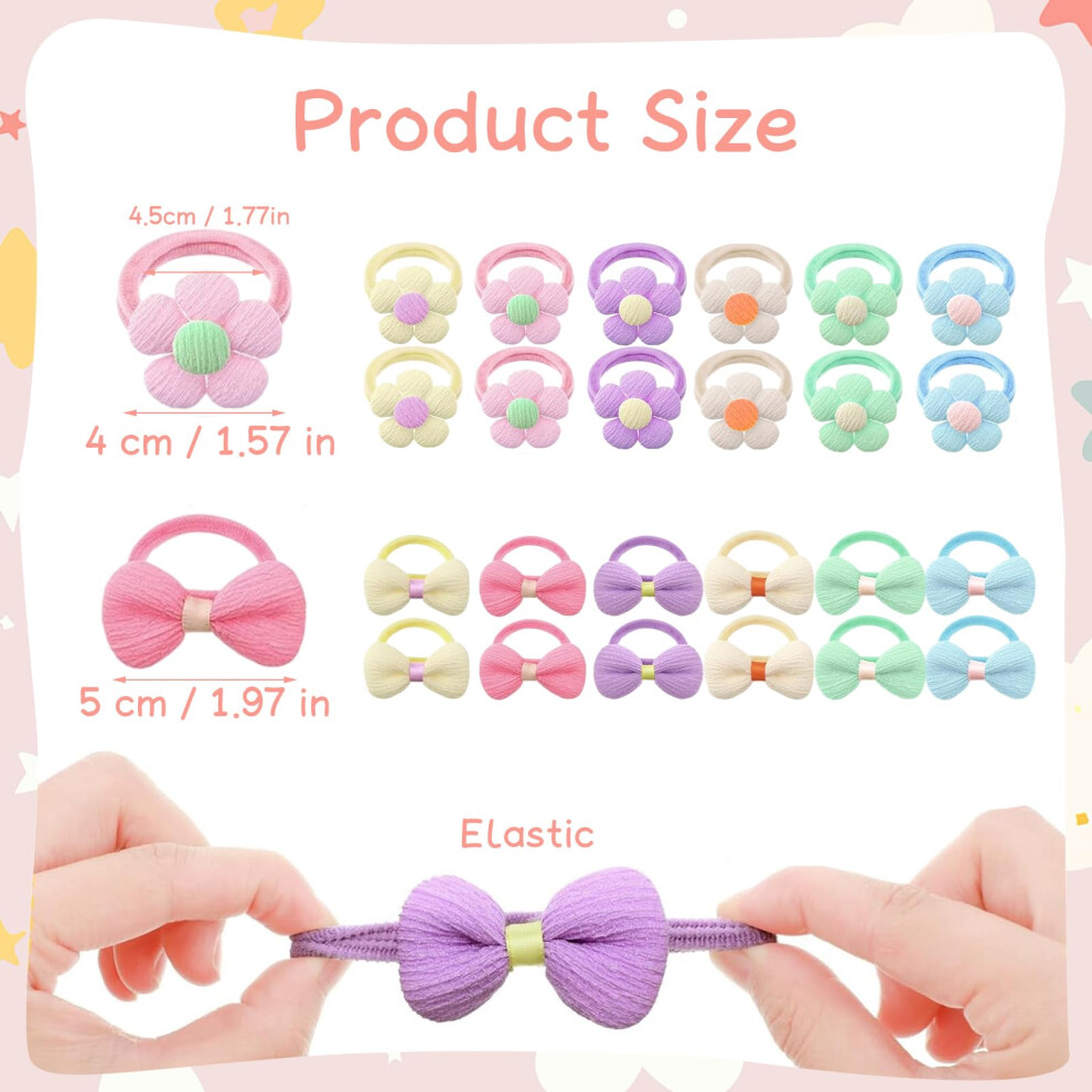 Tagmeiu 24Pcs Baby Girls Hair Ties Soft Seamless Elastic Baby Hair Bobbles Cut
