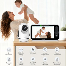 HelloBaby 6Inch Video Baby Monitor Large Screen with Camera and Audio