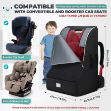 RAINSMORE Car Seat Travel Bag Backpack Padded Car Seat Bag for Airplan