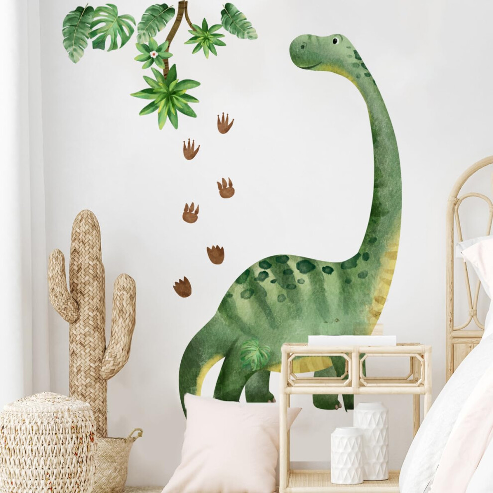Runtoo Large Dinosaur Wall Decals Watercolor Dino Footprint Neutral Wa