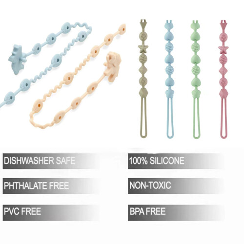 PandaEar 8 Pack Silicone Pacifier Clips 4 Silicone Toy Straps  4 One P