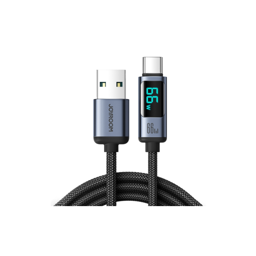 66W Usb-A To Type-C Digital Display Fast Charging Data Cable 1.2M Black 5061105061636