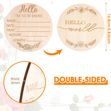 Ouligay Baby Announcement Sign 59 Inch Round Wooden Hello World Baby S