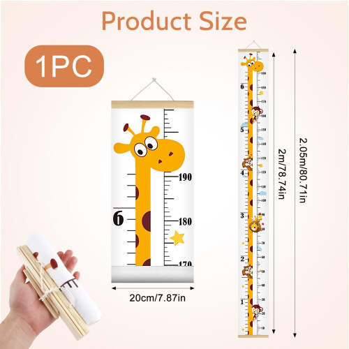 Baby Height Growth Chart Wall Ruler Removable Canvas Wood Decoration 1