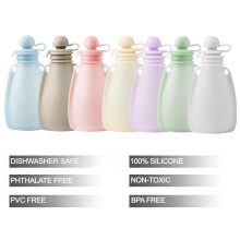 PandaEar 7 Pack Reusable Silicone Baby Food Pouches Squeeze Pouches fo