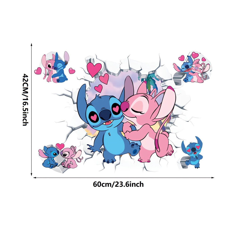 Grenric 3D Stitch Anime Wallpaper Wall Decals Sticker For Kids Bedroom,Kids Baby Nursery Wall Decoration,Cartoon Poster Sticker Decor