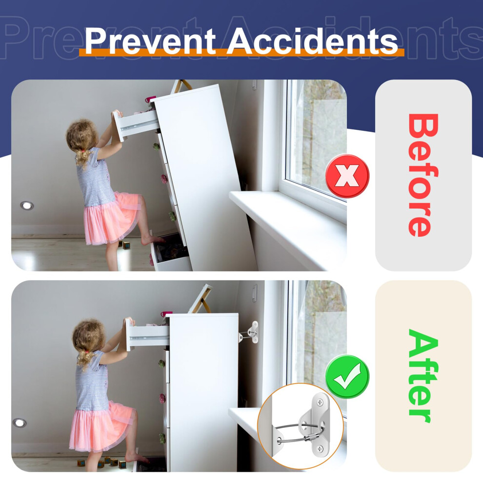 Furniture Anchors 6 Pack For Baby Proofing Furniture Straps Anti Tip F 5008545336702