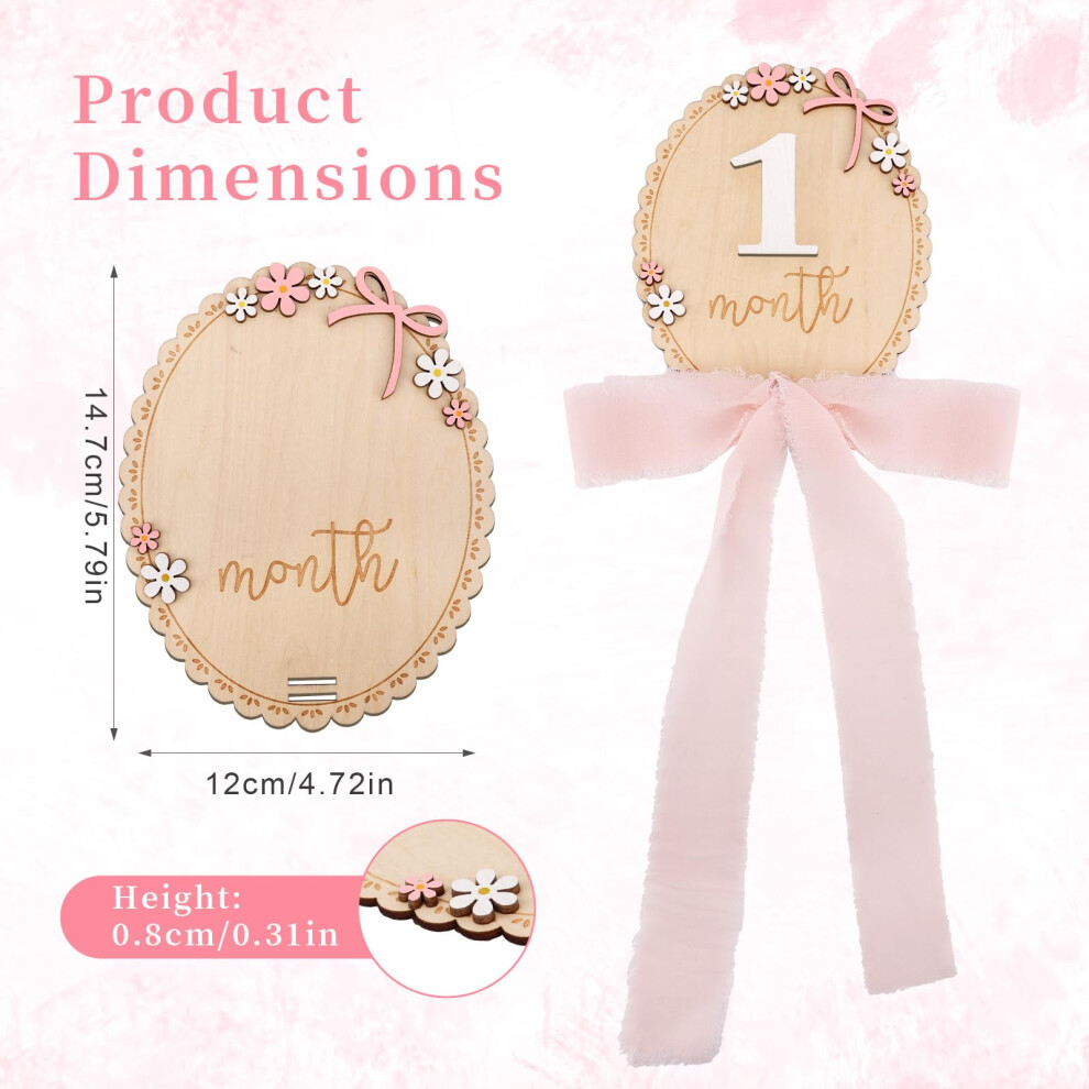 Fukaisu Wooden Baby Monthly Milestone Sign 012 Months Newborn Milestones Card