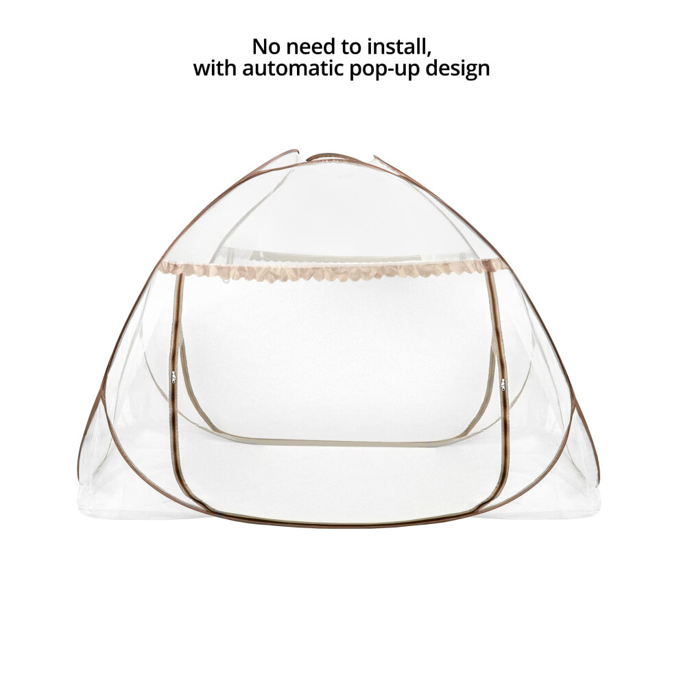 Qwork Mosquito Net For Bed Pop Up Mosquito Net Foldable Double Door Mo