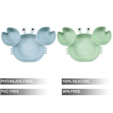 PandaEar 2Pack Silicone Baby Plate with Suction and 2 Baby Spoons Div