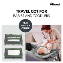 hauck Play N Relax Center Dark Green Travel Cot Set with Changing Mat