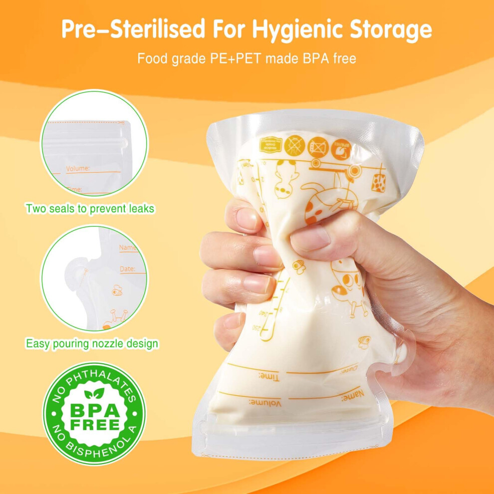 Vinabo Breast Milk Storage Bags 50 Pcs Milk Storage Bags 250Ml Breastm