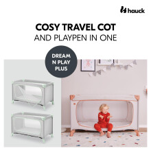 hauck Dream N Play PLUS Dusty Mint Travel Cot for Babies Toddlers wi