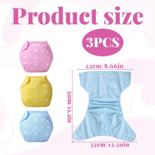 3Pcs Reusable Swim Nappy for Babies Washable Swim Nappies Adjustable F