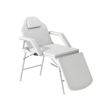 Portable massage bed, three-section adjustable beauty bed, folding massage bed with facial cut-out, white