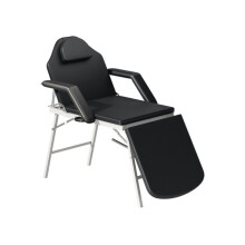 Portable massage bed, three-section adjustable beauty bed, folding massage bed with facial cut-out, black