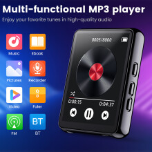 Reproductor MP3 de 2,4 pulgadas 64 GB negro 2,72x2,11x0,49 pulgadas