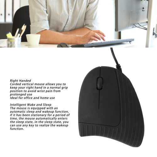 Ratón ergonómico vertical con cable para mano derecha negro 2