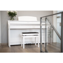 GEWA Piano Bench Deluxe, Solid Wood, Height Adjustable, High Gloss Cherry