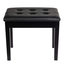 GRANDMA SHARK Piano Stool, Dressing Table Stool, Single Seat Keyboard Bench with Storage Compartment, Soft Faux Leather Padded Seat (Black)