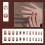 French Nude Fake Nails with Wine Red Tip 1
