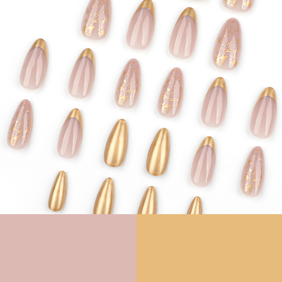 Dachuang Beauty 24Pcs Glitter Almond Press On Nails, French Fake Nails
